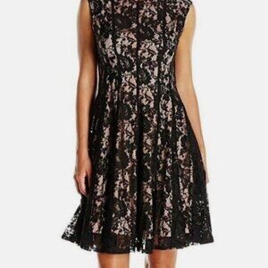 Julian Taylor Black Lace Dress with Nude Lining